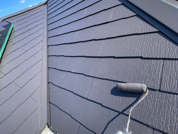 屋根塗装　上塗り